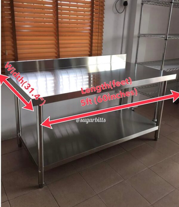 5ft Stainless steel work table with backsplash